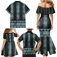 Paua Shell Taniko Pattern Aotearoa Family Matching Mermaid Dress and Hawaiian Shirt Niho Taniwha Mix Poutama LT14 - Polynesian Pride