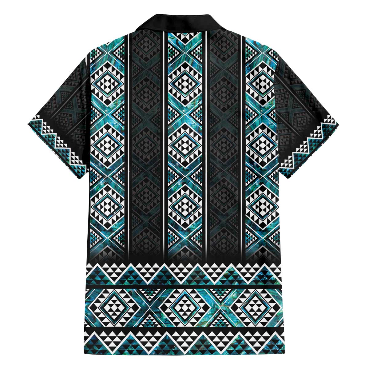 Paua Shell Taniko Pattern Aotearoa Family Matching Off The Shoulder Long Sleeve Dress and Hawaiian Shirt Niho Taniwha Mix Poutama LT14 - Polynesian Pride