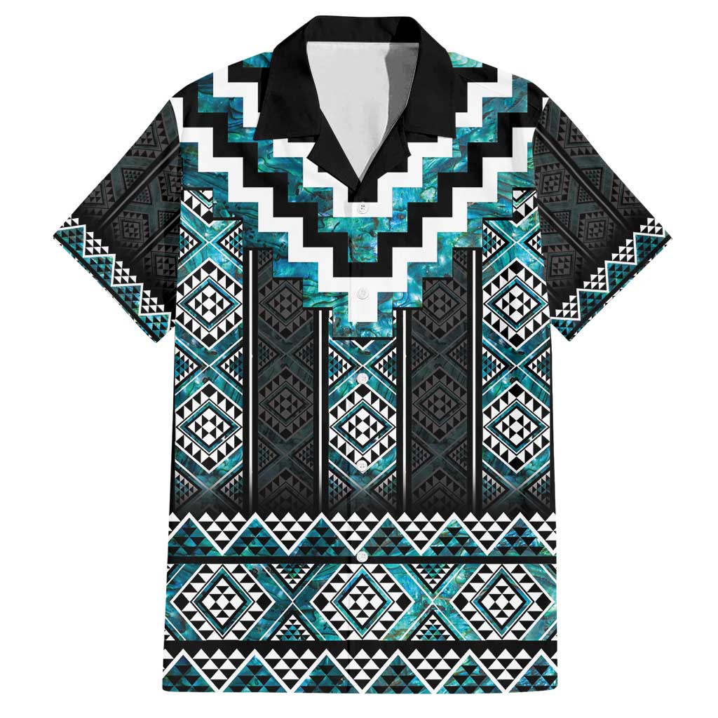 Paua Shell Taniko Pattern Aotearoa Family Matching Puletasi and Hawaiian Shirt Niho Taniwha Mix Poutama