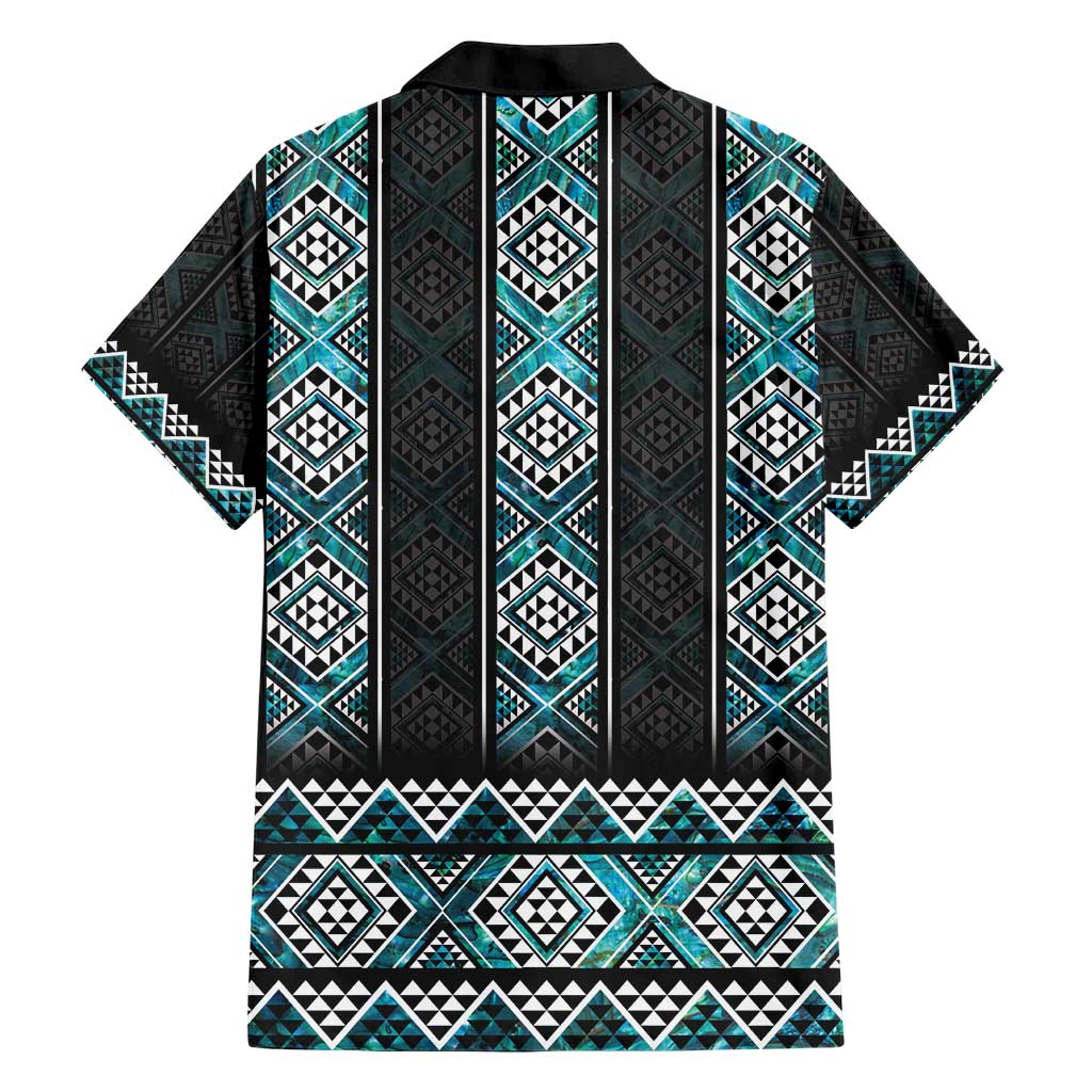 Paua Shell Taniko Pattern Aotearoa Family Matching Short Sleeve Bodycon Dress and Hawaiian Shirt Niho Taniwha Mix Poutama LT14 - Polynesian Pride