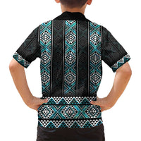Paua Shell Taniko Pattern Aotearoa Family Matching Tank Maxi Dress and Hawaiian Shirt Niho Taniwha Mix Poutama LT14 - Polynesian Pride