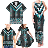 Paua Shell Taniko Pattern Aotearoa Family Matching Tank Maxi Dress and Hawaiian Shirt Niho Taniwha Mix Poutama LT14 - Polynesian Pride