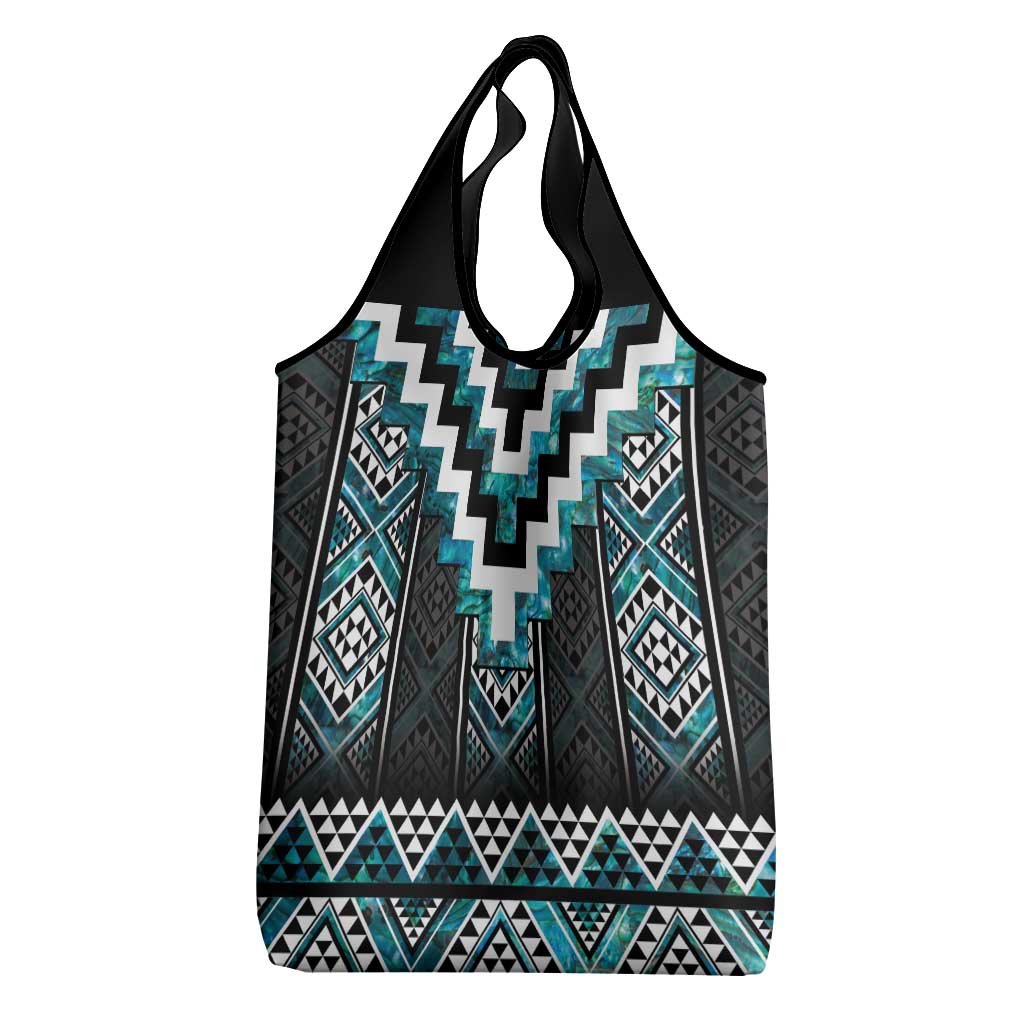 Paua Shell Taniko Pattern Aotearoa Grocery Bag Niho Taniwha Mix Poutama LT14 - Polynesian Pride
