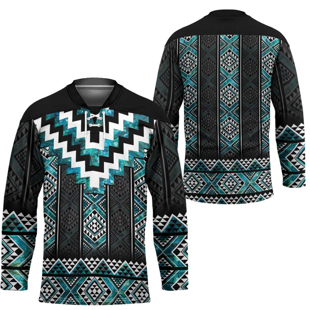 Paua Shell Taniko Pattern Aotearoa Hockey Jersey Niho Taniwha Mix Poutama - Polynesian Pride