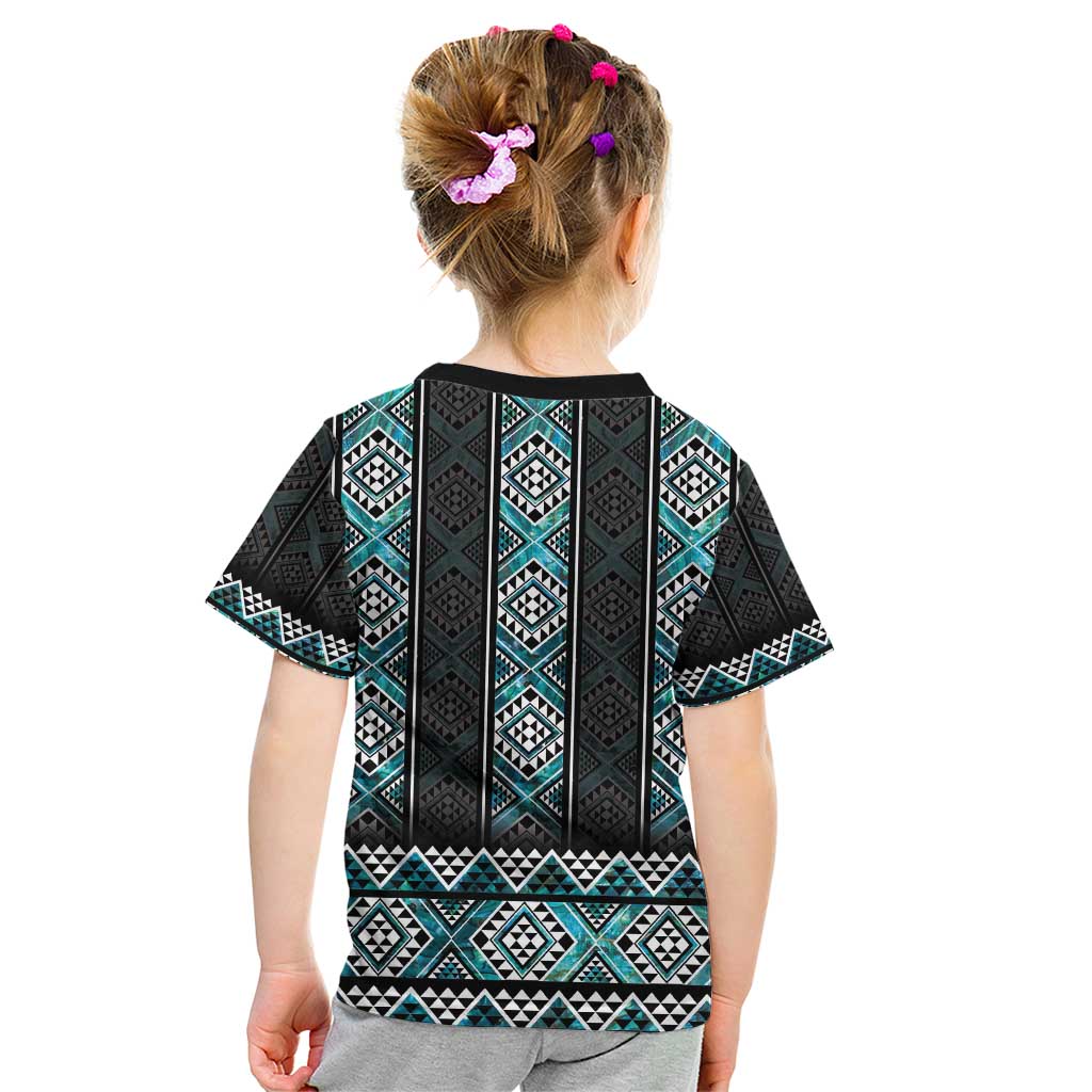 Paua Shell Taniko Pattern Aotearoa Kid T Shirt Niho Taniwha Mix Poutama