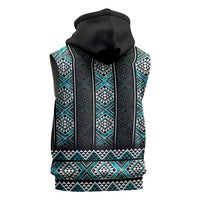 Paua Shell Taniko Pattern Aotearoa Sleeveless Zip Hoodie Niho Taniwha Mix Poutama LT14 - Polynesian Pride