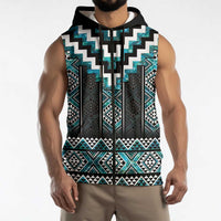 Paua Shell Taniko Pattern Aotearoa Sleeveless Zip Hoodie Niho Taniwha Mix Poutama LT14 - Polynesian Pride