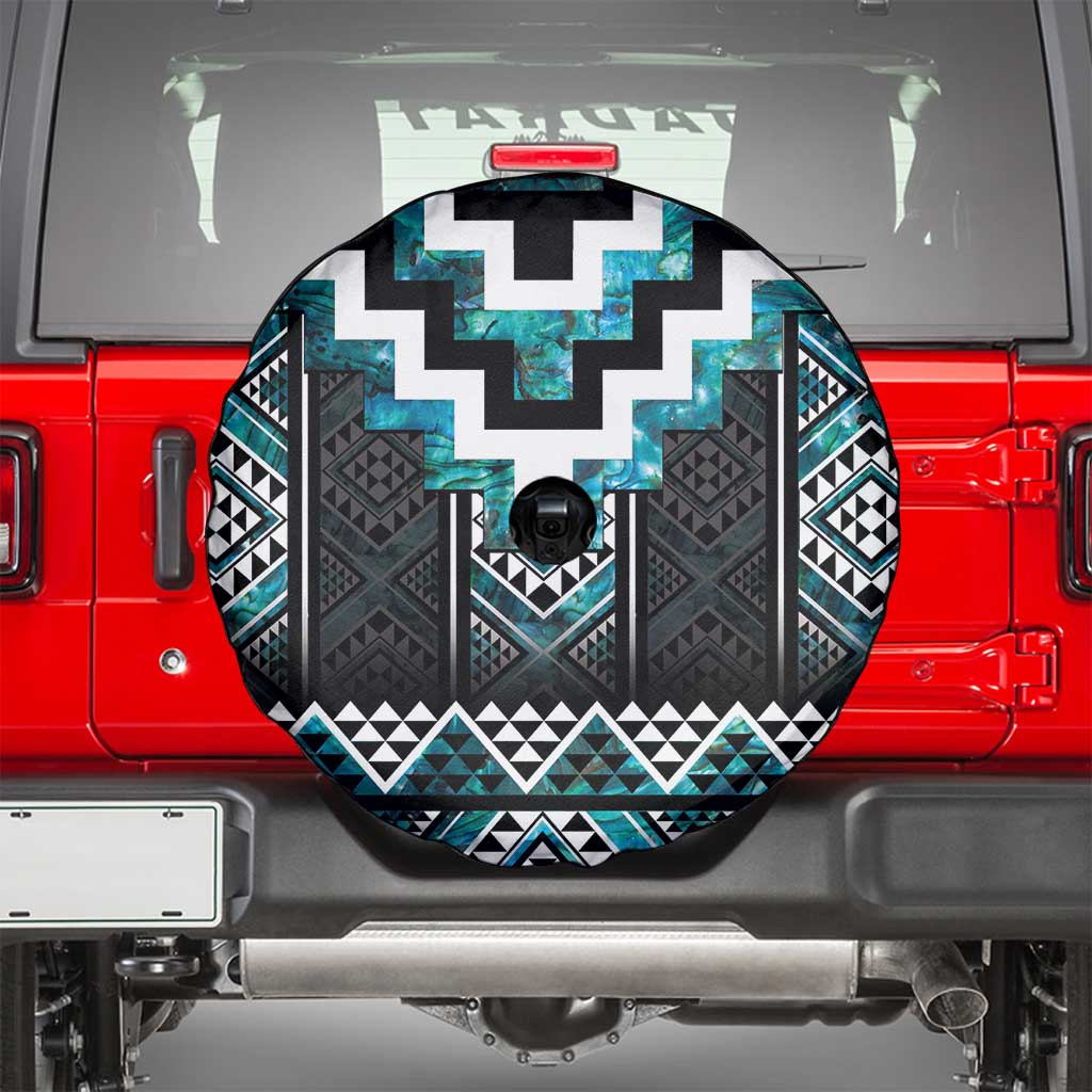 Paua Shell Taniko Pattern Aotearoa Spare Tire Cover Niho Taniwha Mix Poutama LT14 - Polynesian Pride
