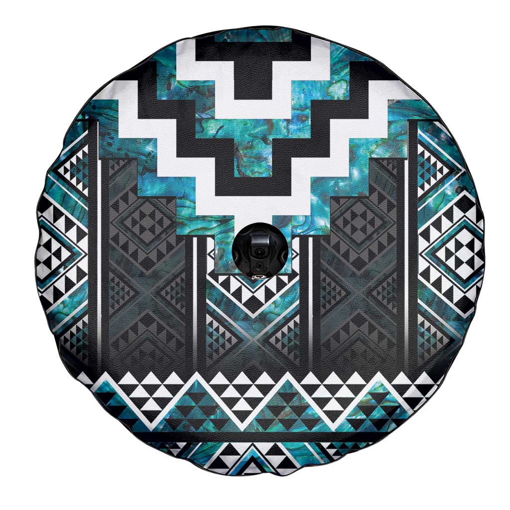 Paua Shell Taniko Pattern Aotearoa Spare Tire Cover Niho Taniwha Mix Poutama LT14 - Polynesian Pride
