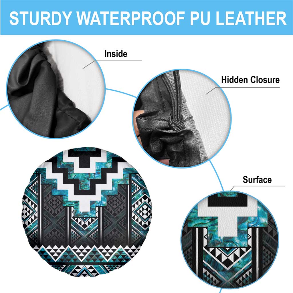 Paua Shell Taniko Pattern Aotearoa Spare Tire Cover Niho Taniwha Mix Poutama LT14 - Polynesian Pride