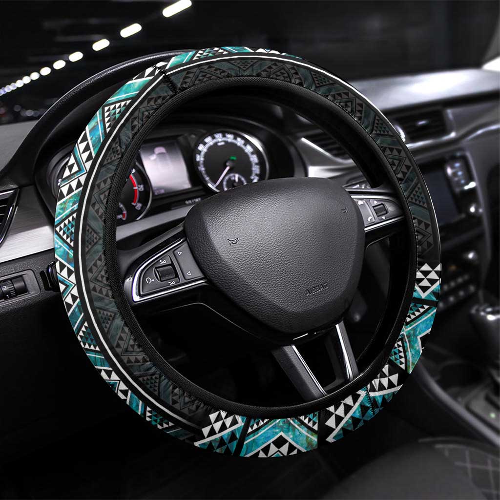 Paua Shell Taniko Pattern Aotearoa Steering Wheel Cover Niho Taniwha Mix Poutama