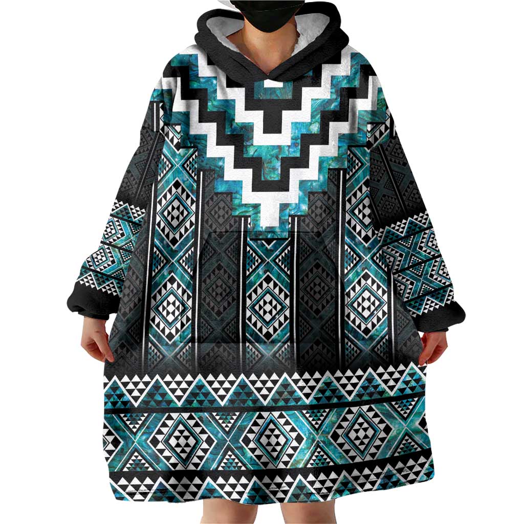Paua Shell Taniko Pattern Aotearoa Wearable Blanket Hoodie Niho Taniwha Mix Poutama LT14 - Polynesian Pride