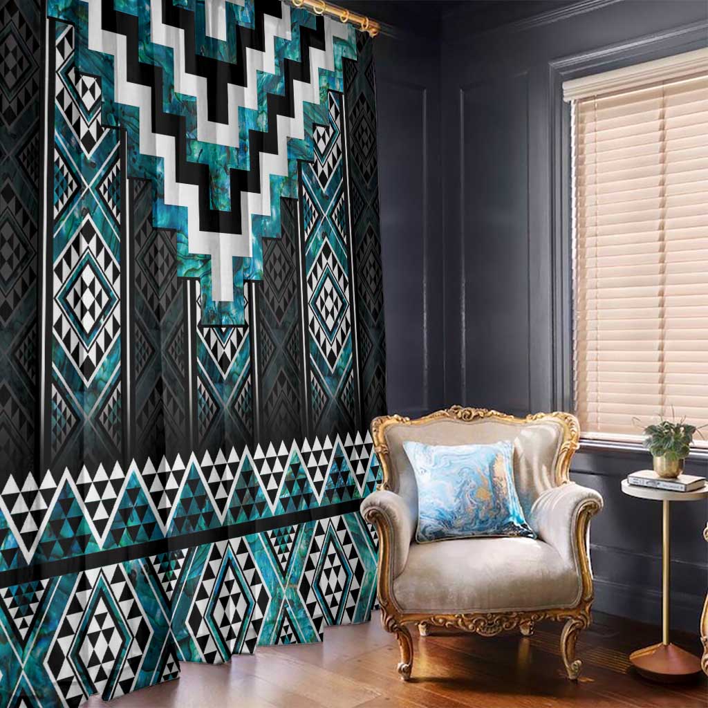 Paua Shell Taniko Pattern Aotearoa Window Curtain Niho Taniwha Mix Poutama LT14 - Polynesian Pride