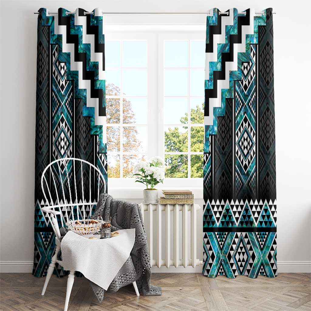 Paua Shell Taniko Pattern Aotearoa Window Curtain Niho Taniwha Mix Poutama LT14 - Polynesian Pride