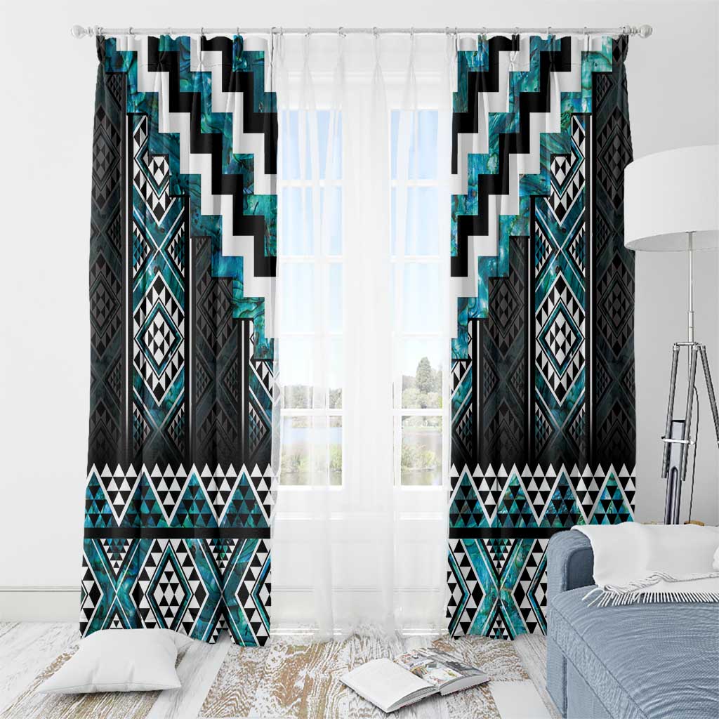 Paua Shell Taniko Pattern Aotearoa Window Curtain Niho Taniwha Mix Poutama LT14 - Polynesian Pride