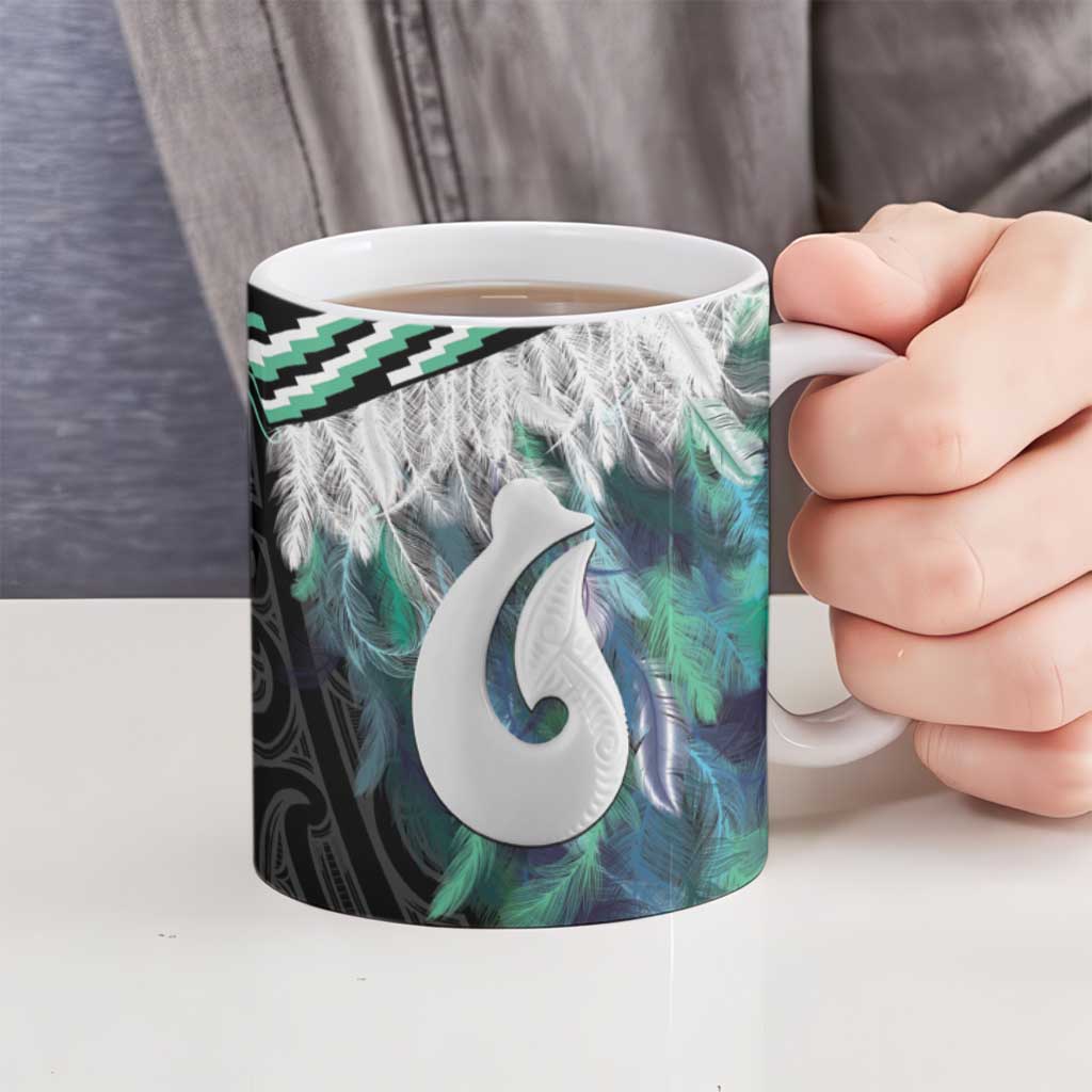 Aotearoa Korowai Motif Ceramic Mug Hei Matau Poutama Maori Pattern - Polynesian Pride