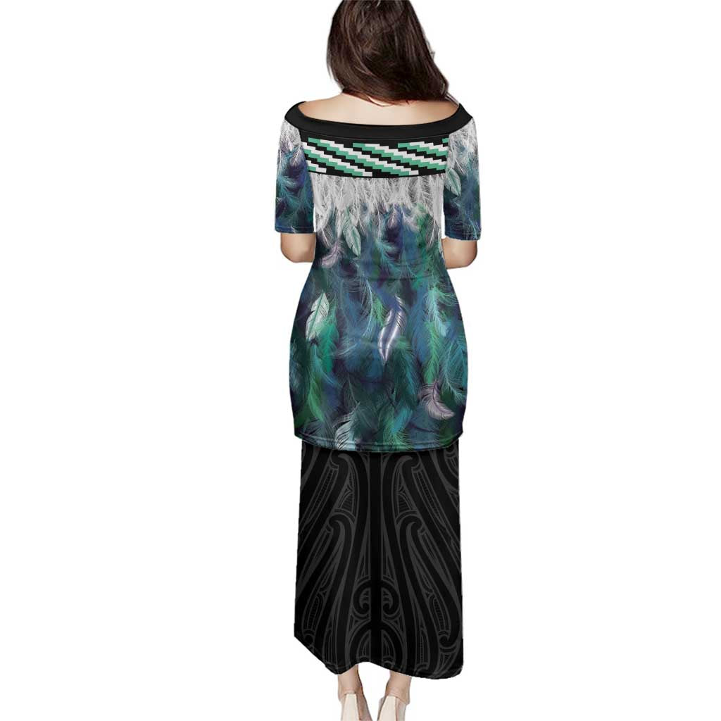 Aotearoa Korowai Motif Family Matching Puletasi and Hawaiian Shirt Hei Matau Poutama Maori Pattern LT14 - Polynesian Pride