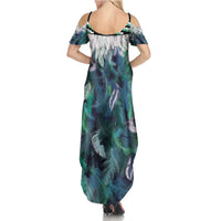 Aotearoa Korowai Motif Family Matching Summer Maxi Dress and Hawaiian Shirt Hei Matau Poutama Maori Pattern LT14 - Polynesian Pride