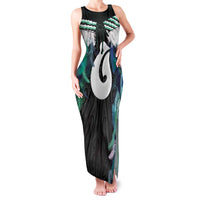 Aotearoa Korowai Motif Family Matching Tank Maxi Dress and Hawaiian Shirt Hei Matau Poutama Maori Pattern LT14 Mom's Dress Turquoise - Polynesian Pride