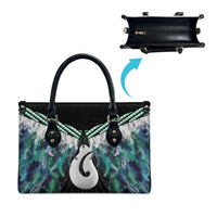 Aotearoa Korowai Motif Leather Bag Hei Matau Poutama Maori Pattern - Polynesian Pride