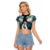 Aotearoa Korowai Motif Raglan Cropped T Shirt Hei Matau Poutama Maori Pattern