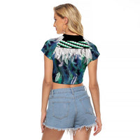 Aotearoa Korowai Motif Raglan Cropped T Shirt Hei Matau Poutama Maori Pattern