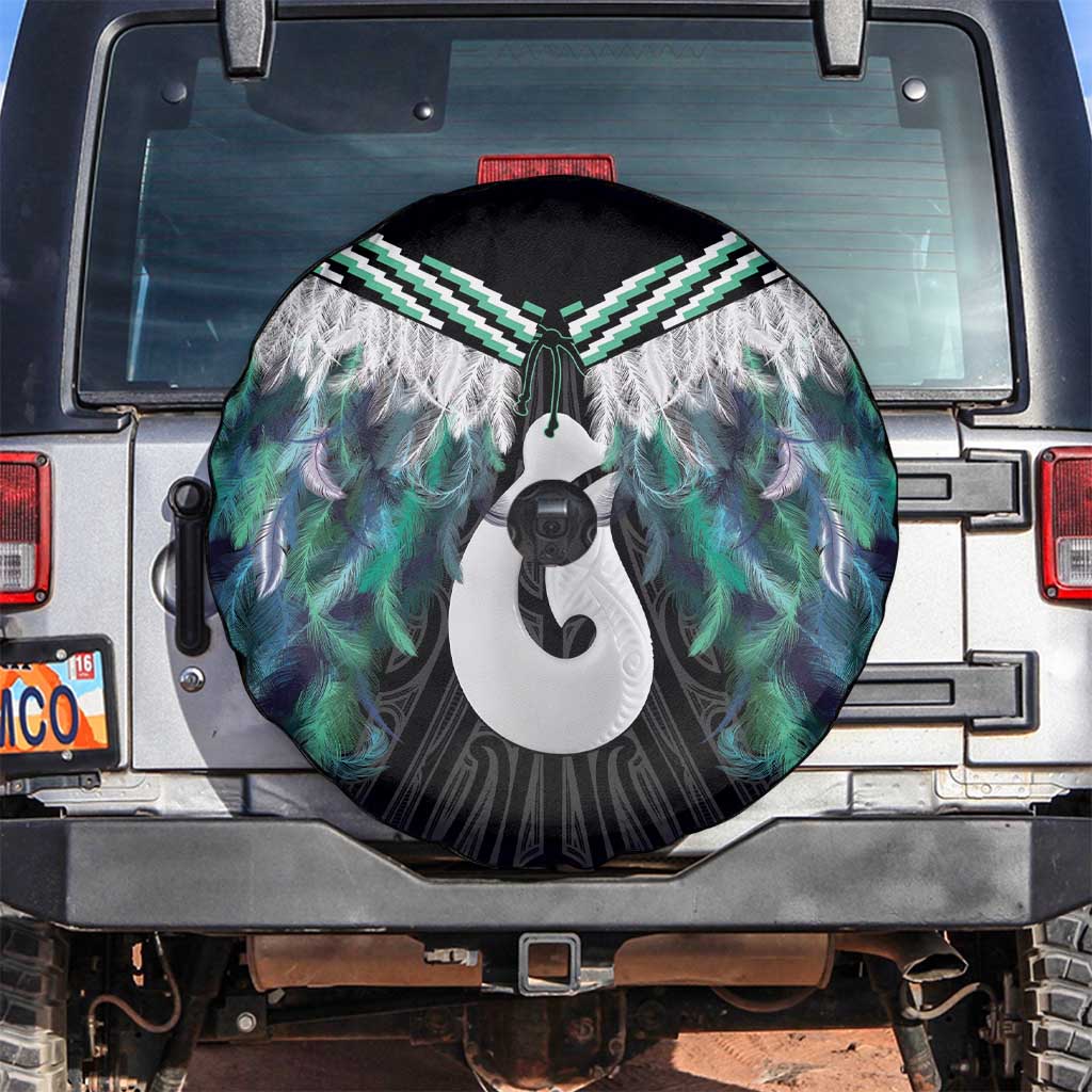 Aotearoa Korowai Motif Spare Tire Cover Hei Matau Poutama Maori Pattern LT14 Turquoise - Polynesian Pride