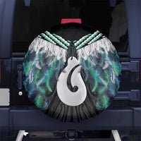 Aotearoa Korowai Motif Spare Tire Cover Hei Matau Poutama Maori Pattern LT14 No hole Turquoise - Polynesian Pride