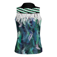 Aotearoa Korowai Motif Women Sleeveless Polo Shirt Hei Matau Poutama Maori Pattern LT14 - Polynesian Pride