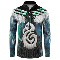 Aotearoa Korowai Motif Button Sweatshirt Hei Manaia Poutama Maori Pattern