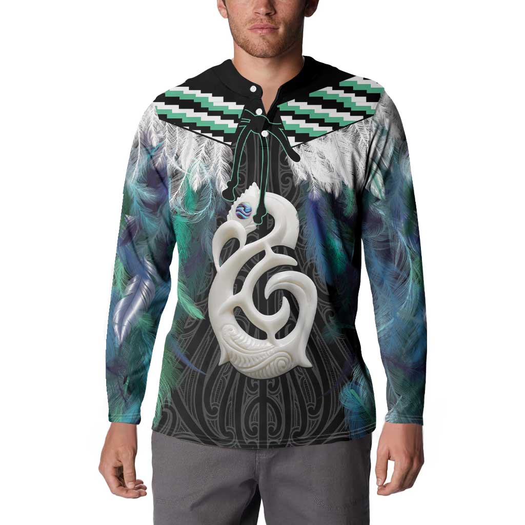 Aotearoa Korowai Motif Button Sweatshirt Hei Manaia Poutama Maori Pattern