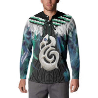 Aotearoa Korowai Motif Button Sweatshirt Hei Manaia Poutama Maori Pattern