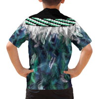 Aotearoa Korowai Motif Family Matching Off The Shoulder Long Sleeve Dress and Hawaiian Shirt Hei Manaia Poutama Maori Pattern LT14 - Polynesian Pride