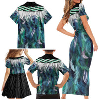 Aotearoa Korowai Motif Family Matching Short Sleeve Bodycon Dress and Hawaiian Shirt Hei Manaia Poutama Maori Pattern LT14 - Polynesian Pride