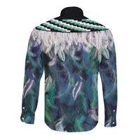 Aotearoa Korowai Motif Long Sleeve Button Shirt Hei Manaia Poutama Maori Pattern