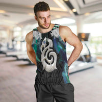 Aotearoa Korowai Motif Men Tank Top Hei Manaia Poutama Maori Pattern LT14 Turquoise - Polynesian Pride