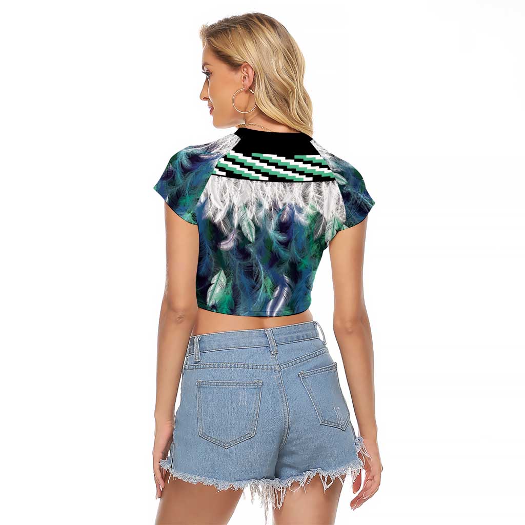 Aotearoa Korowai Motif Raglan Cropped T Shirt Hei Manaia Poutama Maori Pattern