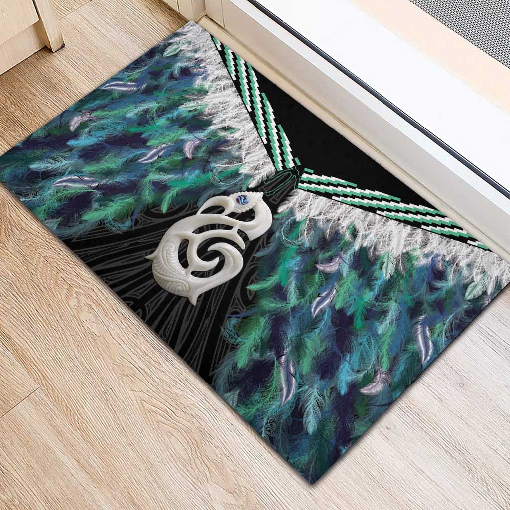 Aotearoa Korowai Motif Rubber Doormat Hei Manaia Poutama Maori Pattern