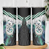 Aotearoa Korowai Motif Skinny Tumbler Hei Manaia Poutama Maori Pattern LT14 - Polynesian Pride