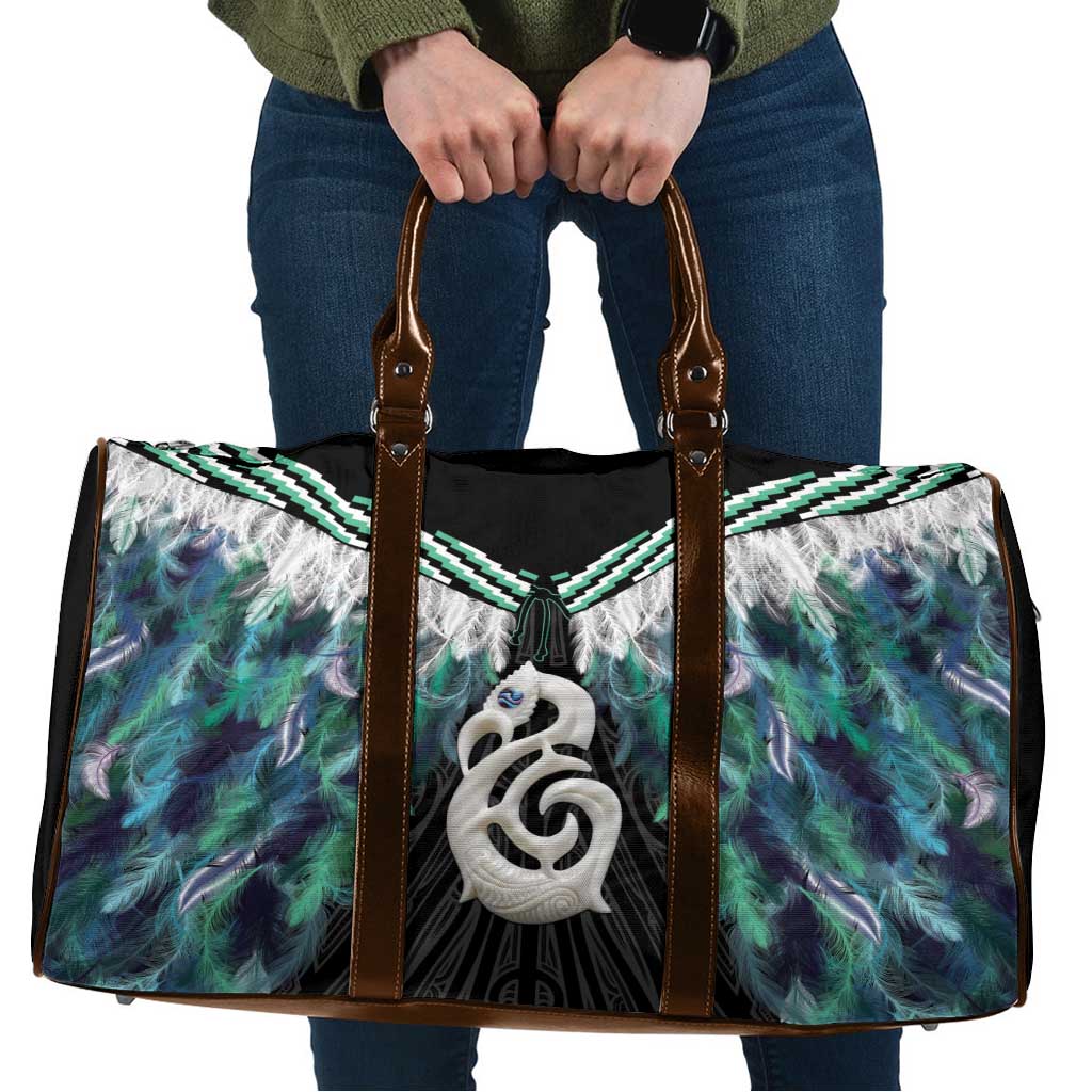 Aotearoa Korowai Motif Travel Bag Hei Manaia Poutama Maori Pattern - Polynesian Pride