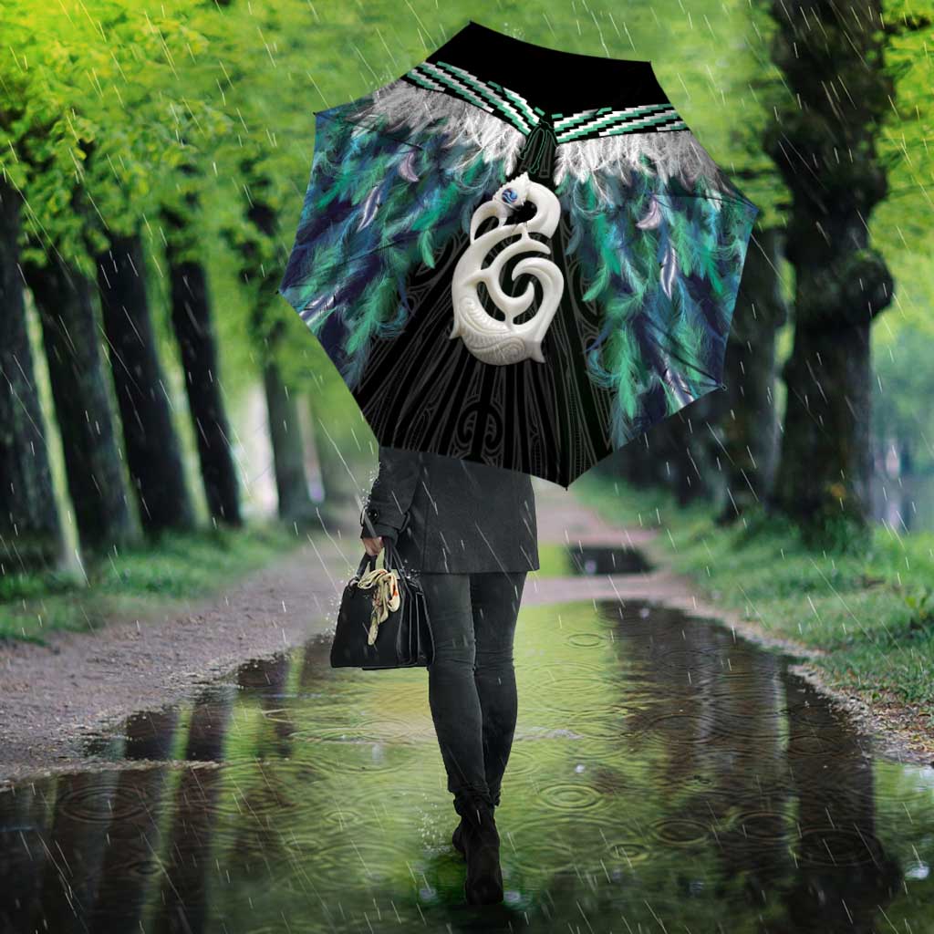 Aotearoa Korowai Motif Umbrella Hei Manaia Poutama Maori Pattern - Polynesian Pride