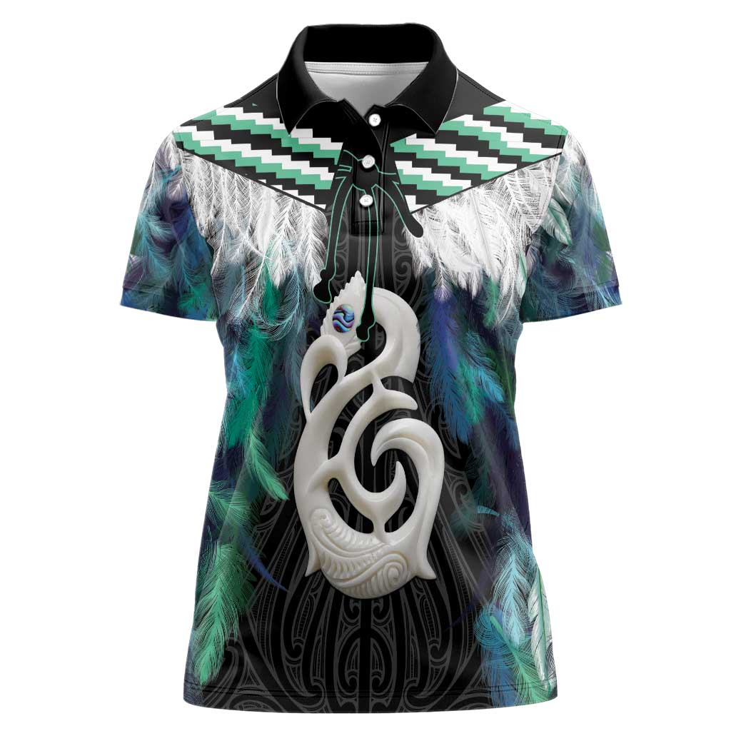 Aotearoa Korowai Motif Women Polo Shirt Hei Manaia Poutama Maori Pattern