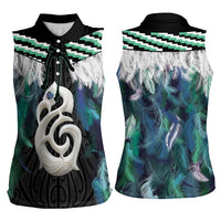 Aotearoa Korowai Motif Women Sleeveless Polo Shirt Hei Manaia Poutama Maori Pattern LT14 - Polynesian Pride