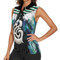 Aotearoa Korowai Motif Women Sleeveless Polo Shirt Hei Manaia Poutama Maori Pattern LT14 - Polynesian Pride