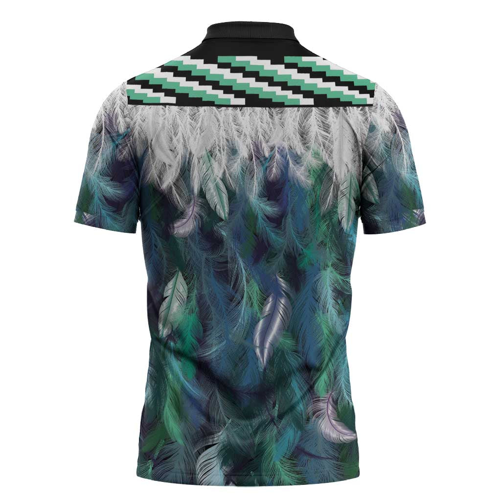 Aotearoa Korowai Motif Zipper Polo Shirt Hei Manaia Poutama Maori Pattern - Polynesian Pride