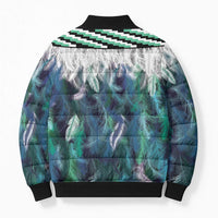 Aotearoa Korowai Motif Bomber Puffer Jacket Maori Wheku Poutama - Polynesian Pride