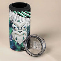 Aotearoa Korowai Motif 4 in 1 Can Cooler Tumbler Maori Wheku Poutama LT14 - Polynesian Pride