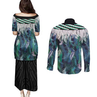 Aotearoa Korowai Motif Couples Matching Puletasi and Long Sleeve Button Shirt Maori Wheku Poutama LT14 - Polynesian Pride