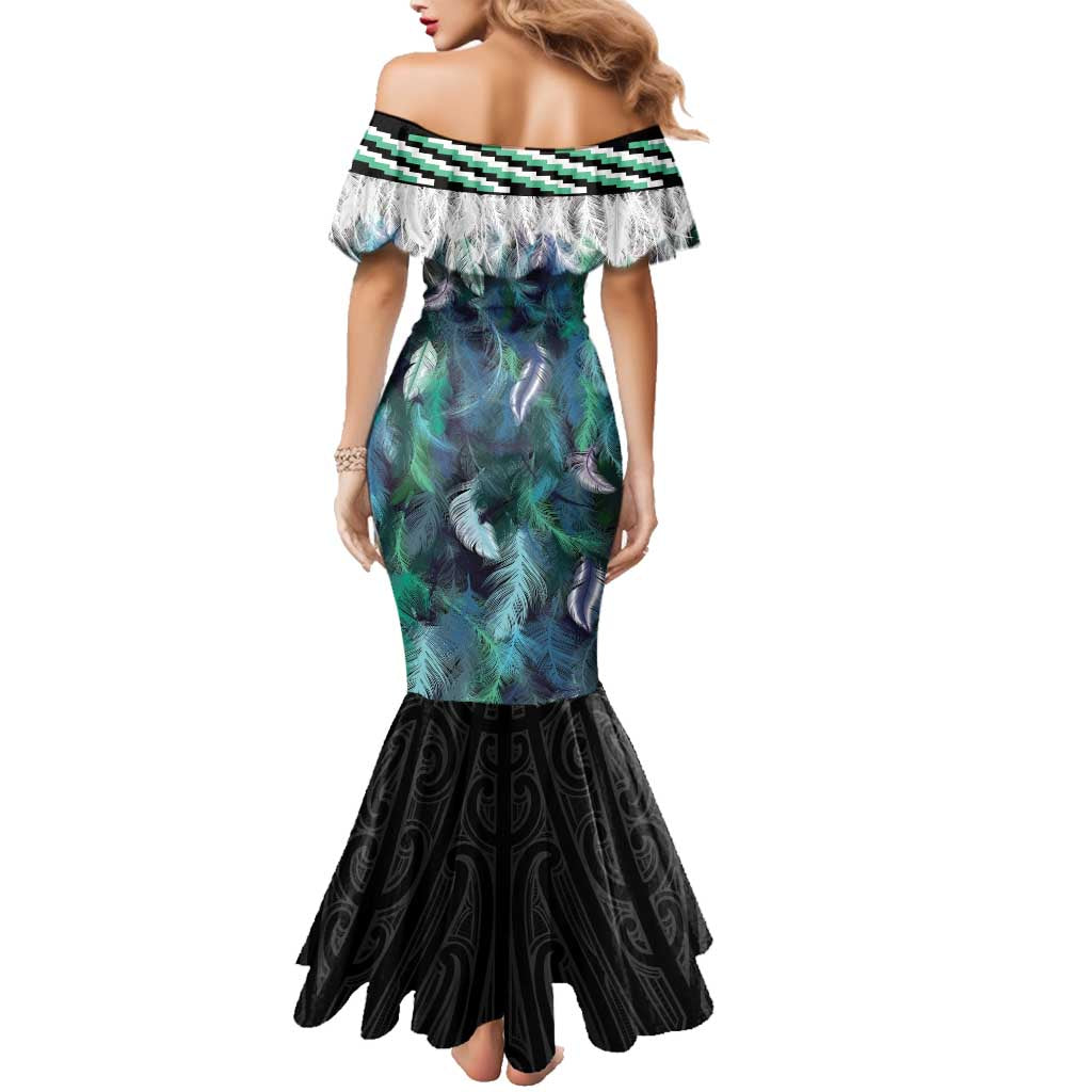 Aotearoa Korowai Motif Family Matching Mermaid Dress and Hawaiian Shirt Maori Wheku Poutama LT14 - Polynesian Pride