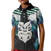 Aotearoa Korowai Motif Kid Polo Shirt Maori Wheku Poutama LT14 Kid Turquoise - Polynesian Pride